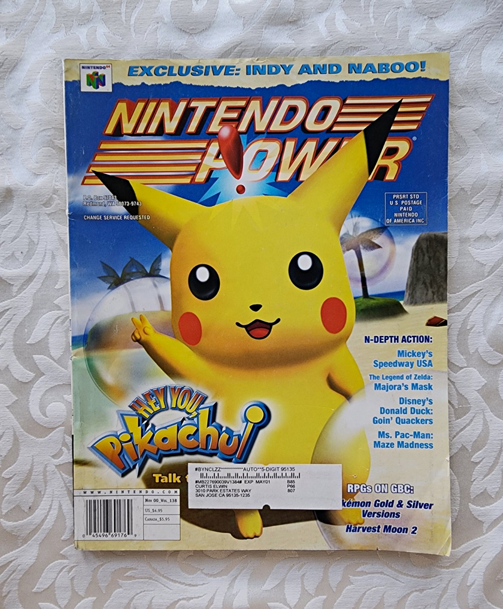 Nintendo Power Issue 138 November 1999 Hey You Pikachu Cover, w/ POSTER